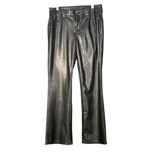 American Eagle Black Faux Leather Stretch Bootcut Pants Womens 10 Regular